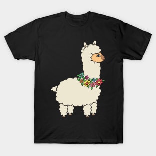 Alpaca with flowers. T-Shirt